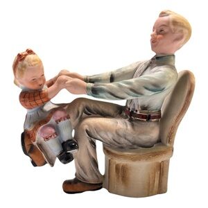 Vintage Shafford China Japan Father & Daughter Figurine Hand Painted 6x6 Inches